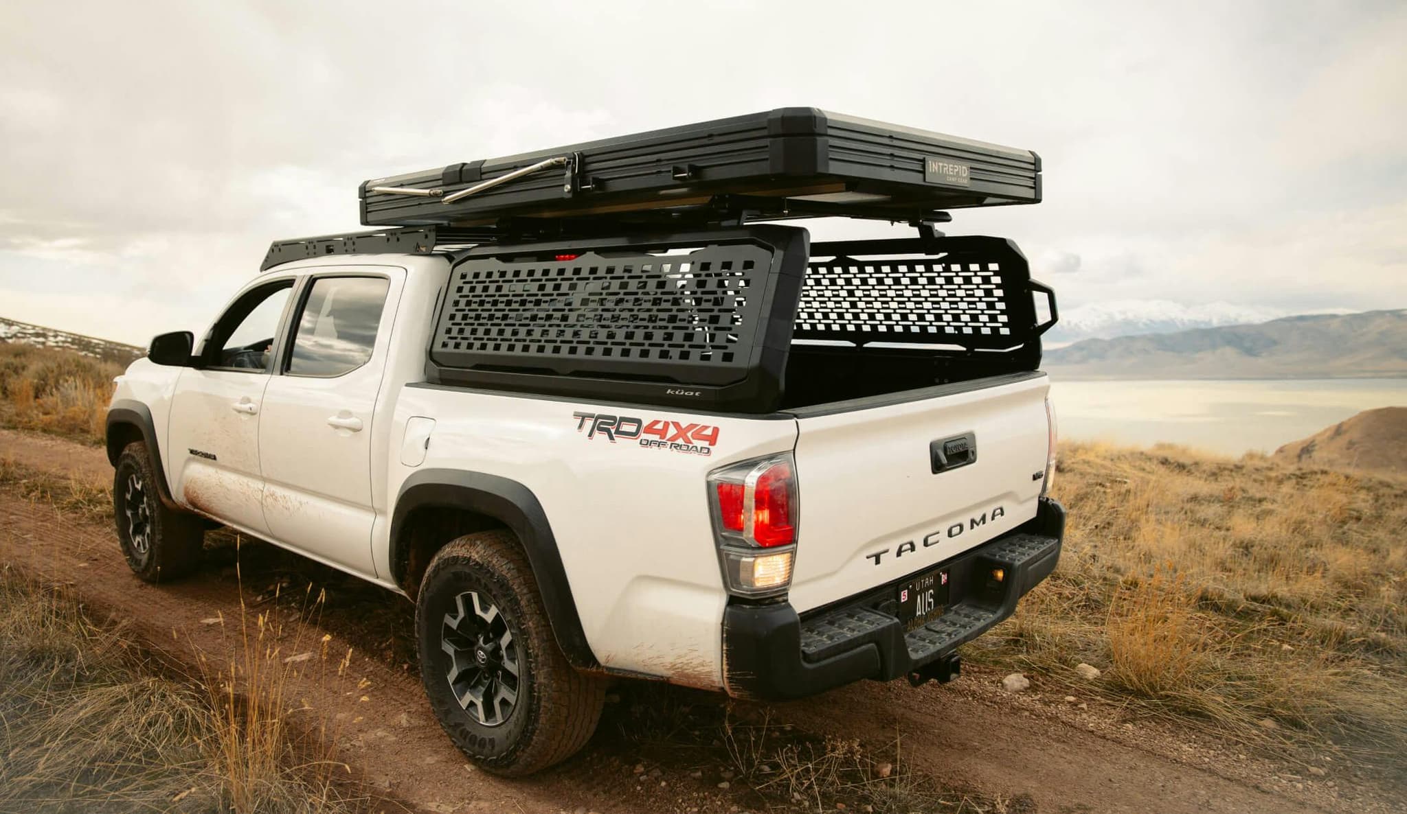 Kuat IBEX truck rack system with rooftop tent.